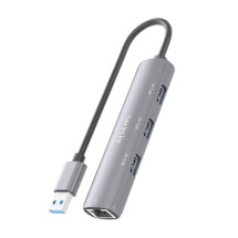foto de USB3.0 DOCK AISENS USB-A A ETHERNET GIGABIT HUB 3XUSB-A GRIS 15CM