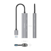 foto de USB3.0 DOCK AISENS USB-A A ETHERNET GIGABIT HUB 3XUSB-C GRIS 15CM