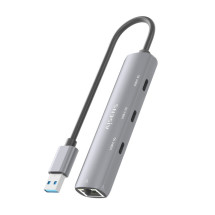 foto de USB3.0 DOCK AISENS USB-A A ETHERNET GIGABIT HUB 3XUSB-C GRIS 15CM