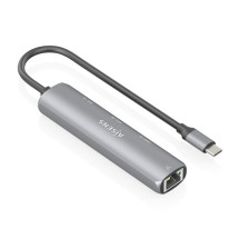 foto de DOCK AISENS USB-C A ETHERNET GIGABIT HUB 1XUSB-C+2XUSB-A GRIS 15CM