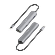 foto de DOCK AISENS USB-C A ETHERNET GIGABIT HUB 2XUSB-C+1XUSB-A GRIS 15CM