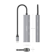 foto de DOCK AISENS USB-C A ETHERNET GIGABIT HUB 3XUSB-C GRIS 15CM