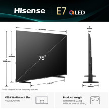 foto de Hisense 75E7Q 190,5 cm (75) 4K Ultra HD Smart TV Wifi Negro 385 cd / m?