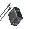 foto de CARGADOR DE PARED ANKER 100W 3 PUERTOS CON PANTALLA INTELIGENTE NEGRO