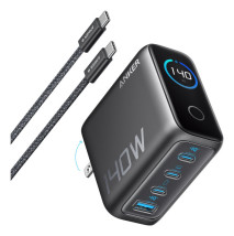foto de CARGADOR DE PARED ANKER 140W 4 PUERTOS PD 3.1 CON CABLE USB-C NEGRO