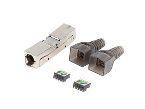 foto de CONECTOR LANBERG ADAPTADOR 2X RJ45 CAT6A FTP PLUG 8P8C TOOL-LESS