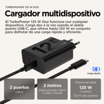 foto de Motorola TurboPower 125W Duo Charger Universal Negro Corriente alterna Carga r?pida Interior