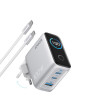 foto de CARGADOR ANKER 100W 3 PUERTOS SMART DISPLAY PLATA