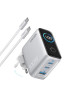 foto de CARGADOR ANKER 100W 3 PUERTOS SMART DISPLAY PLATA
